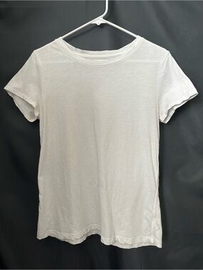 Athleta Organic Daily Crew White Short Sleeve Tee Cotton Casual Women’s Medium